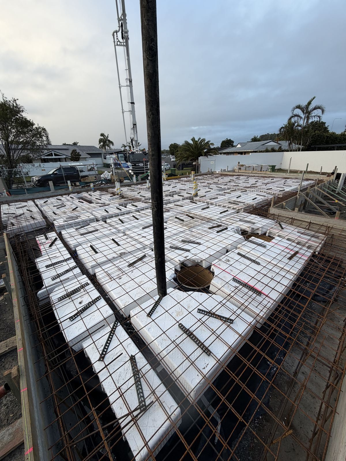 House slab formwork with polystyrene void formers
