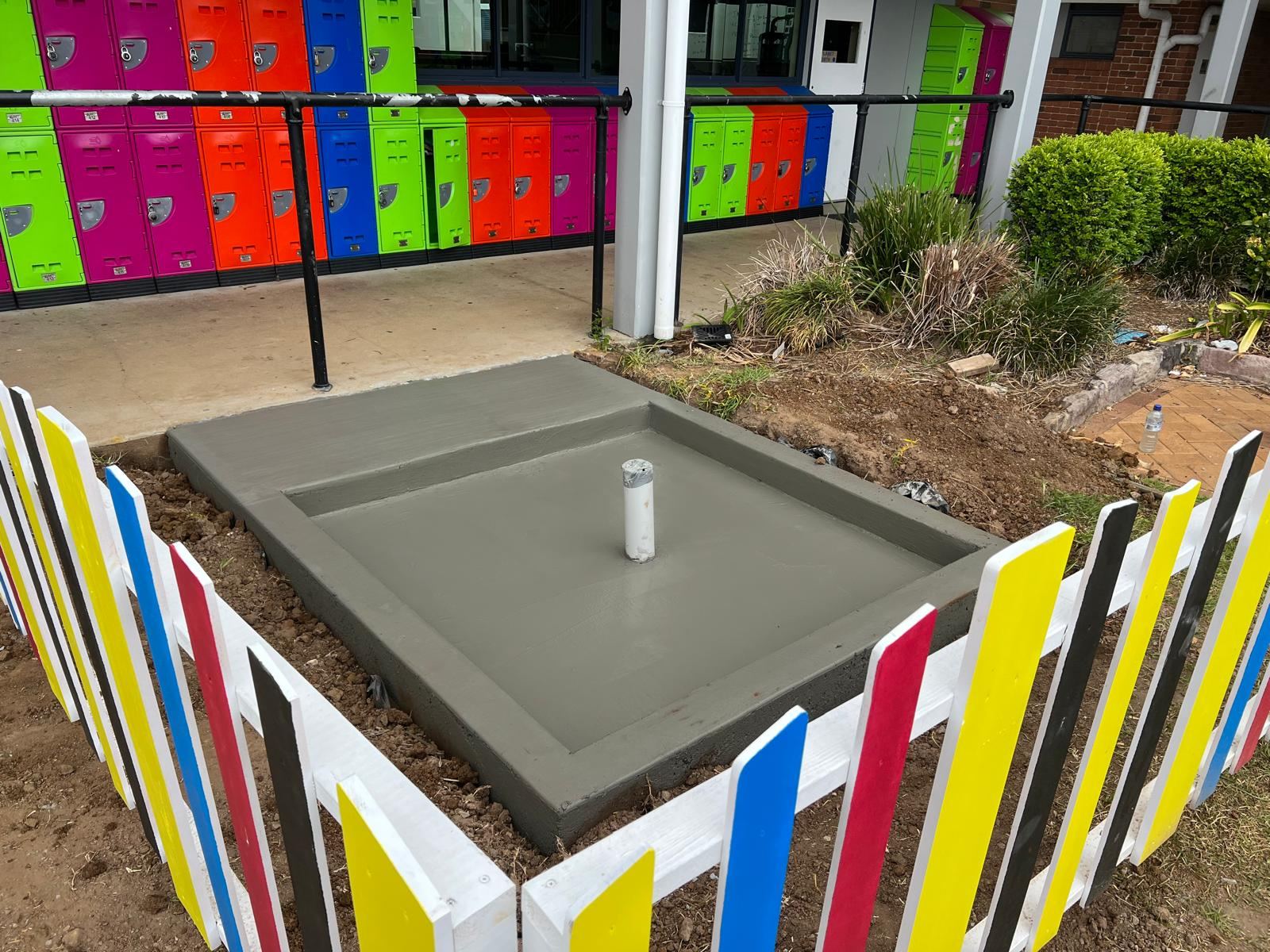 Small commercial slab pour at a school playground